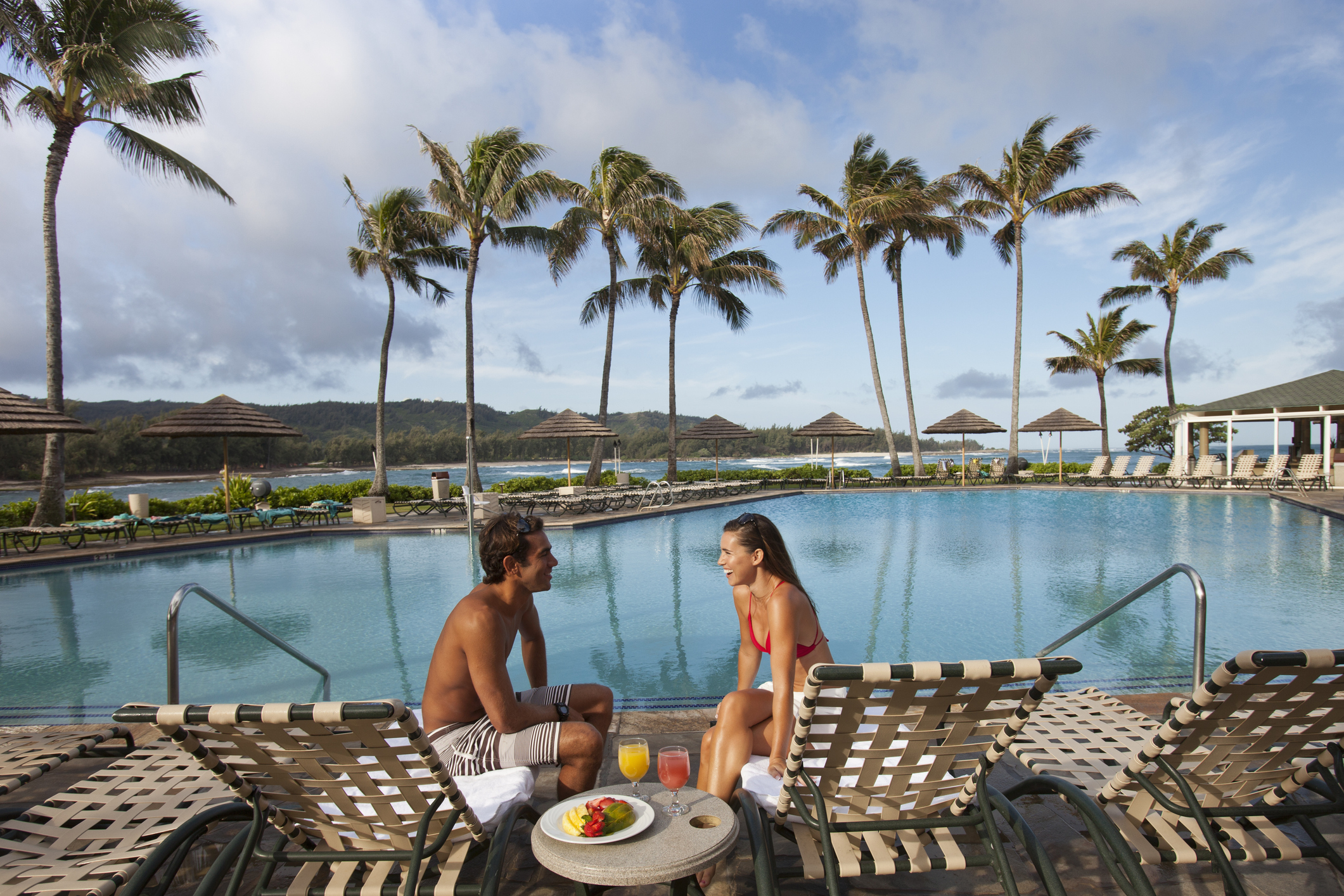 Couple enjoying the pool