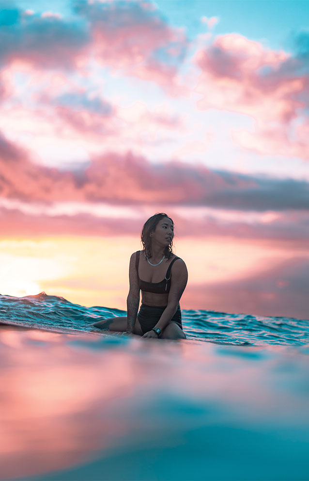 a person sitting on the water