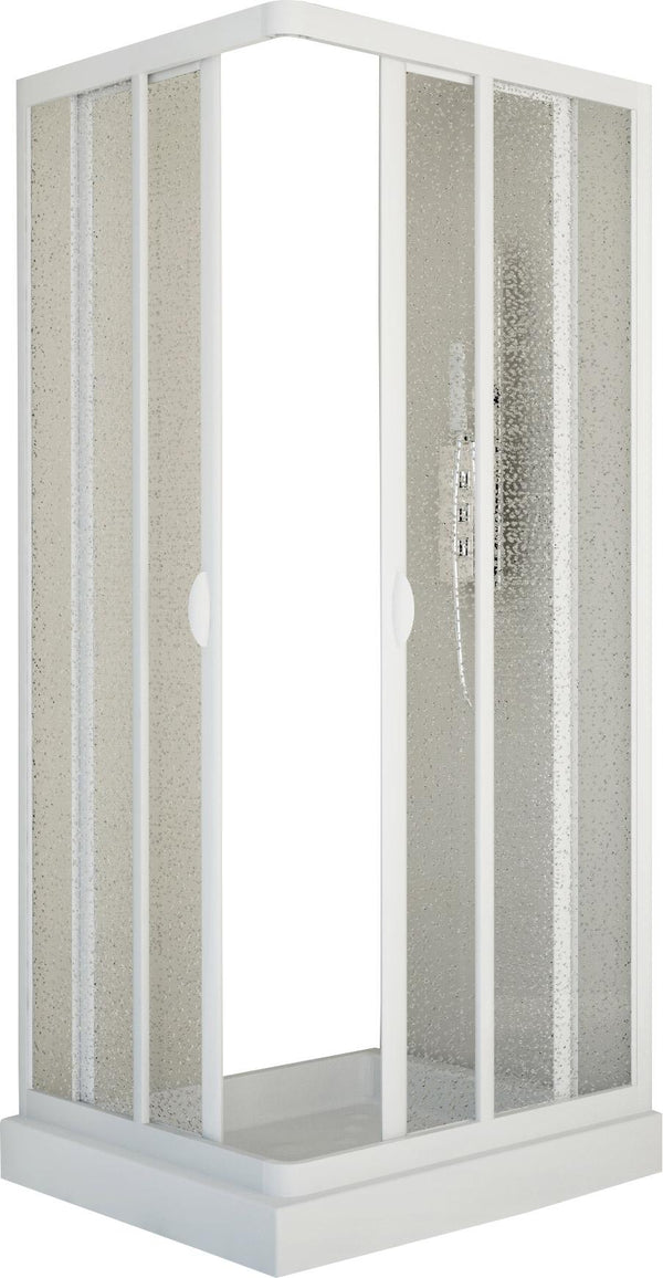 prezzo Box Doccia Angolare 2 Ante Scorrevoli in Acrilico 2,2 mm H185 cm Dorini Bianco Varie Misure